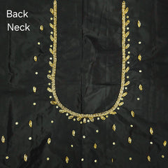 Ember Gold Zari Handwork Blouse Fabric on Black Base