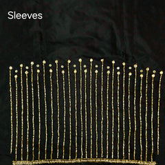 Ember Gold Zari Handwork Blouse Fabric on Black Base