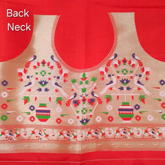 Paithani Woven Blouse Fabric on Bright Red Base