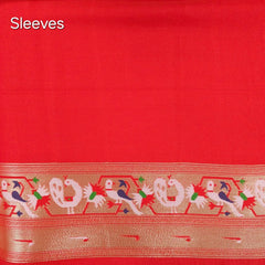 Paithani Woven Blouse Fabric on Bright Red Base