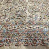 Zarisha Hand Embroidered Dyeable Shimmer Tissue Fabric with Multicolor Floral work on Border