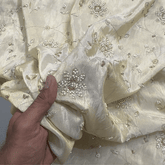 Zarisha Hand Embroidered Dyeable Shimmer Tissue Fabric with Floral Motifs