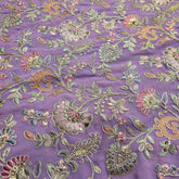 Nazira Embroidered Lilac Purple Georgette Fabric with Multicolor Floral Pattern