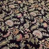 Nazira Embroidered Black Georgette Fabric with Multicolor Floral Pattern