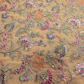 Nazira Embroidered Biege Georgette Fabric with Multicolor Floral Pattern