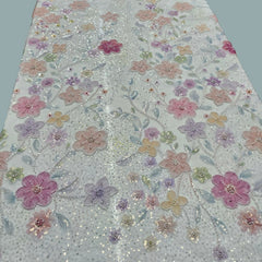 Embroidered Pale Blue Organza with Floral Applique & Cutdana, Sequin Work