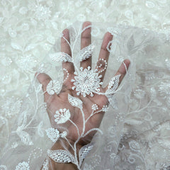 Inayat Hand Embroidered Dyeable Net with Sequin and Beads Work