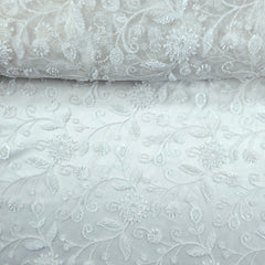 Inayat Hand Embroidered Dyeable Net with Sequin and Beads Work