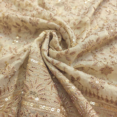 Zahra Hand Embroidered Dyeable Shimmer Tissue with all over Floral Vines & Border