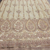 Embroidered Dyeable Shimmer Tissue Fabric feacturing Sequin and Zari Work with Heavy Border