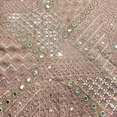 Mirror Work on Peach Shimmer Tissue Fabric