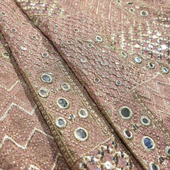 Mirror Work on Peach Shimmer Tissue Fabric