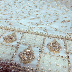 Saira Hand Embroidered Dyeable Georgette with all over Vertical Vine Embroidered Multicolor Border