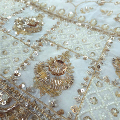 Saira Hand Embroidered Dyeable Georgette with all over Vertical Vine Embroidered Multicolor Border