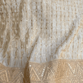 Embroidered Dyeable Shimmer Tissue with Zari, Sequin work & Geometric Border