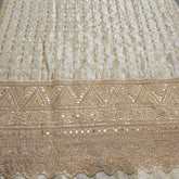 Embroidered Dyeable Shimmer Tissue with Zari, Sequin work & Geometric Border