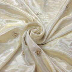 Dyeable Shimmer Tissue Fabric with Floral Sequin Work