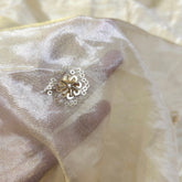Dyeable Shimmer Tissue Fabric with Floral Sequin Work