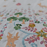 Deer & Palm Multicolor Resham Embroidered on Dyeable Raw Silk Fabric with Zari and Sequin Border