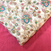 Pastel Shades Resham work on Soft Organza with Mirror Highlights