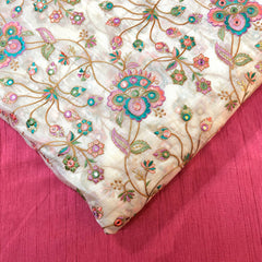 Pastel Shades Resham work on Soft Organza with Mirror Highlights