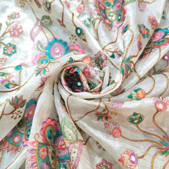 Pastel Shades Resham work on Soft Organza with Mirror Highlights