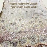 Hand Embroidered Dyeable Shimmer Tissue Fabric with all over Butta and Heavy Border