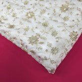Zard-Bahaar Embroidered Organza Dyeable Fabric with Gold Sequin and Zari work