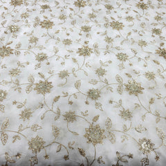 Zard-Bahaar Embroidered Organza Dyeable Fabric with Gold Sequin and Zari work
