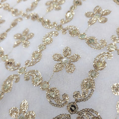 Zard-Bahaar Embroidered Georgette Dyeable Fabric with Floral motif and Grid Pattern