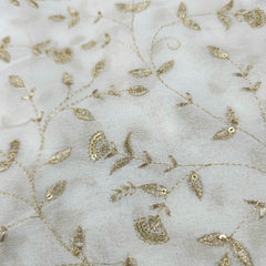 Zard-Bahaar Embroidered Georgette Dyeable Fabric with Vine Pattern