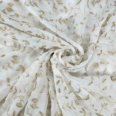 Zard-Bahaar Embroidered Georgette Dyeable Fabric with Vine Pattern