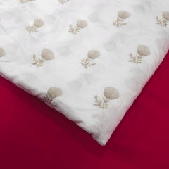 Dyeable Embroidered Raw Silk fabric with Floral Zari work and Sequin Highlights