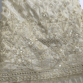 Hand Embroidered Dyeable Shimmer Tissue Fabric with Border