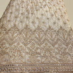 Hand Embroidered Dyeable Shimmer Tissue Fabric with Border