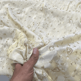 Hand Embroidered Dyeable Shimmer Tissue Fabric with Floral Motifs