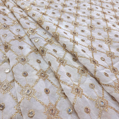 Zard-Bahaar Embroidered Georgette Dyeable Fabric with Jaal Pattern