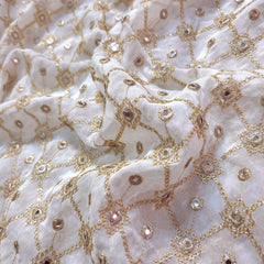 Zard-Bahaar Embroidered Georgette Dyeable Fabric with Jaal Pattern