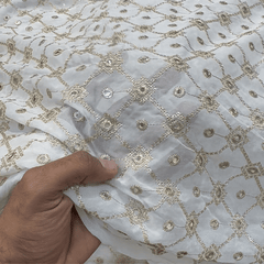 Zard-Bahaar Embroidered Georgette Dyeable Fabric with Jaal Pattern