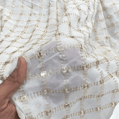 Zard-Bahaar Embroidered Georgette Dyeable Fabric with Jaal Pattern