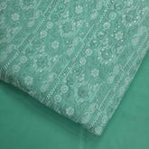Ronak Embroidered Pastel Mint Hakoba Georgette Fabric with Sequins and Floral Threadwork
