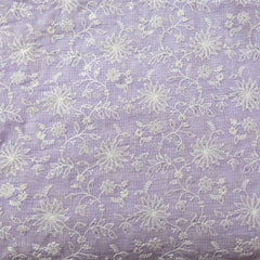 Floral Embroidered Lilace Kota Doria Fabric with Sequin Highlights
