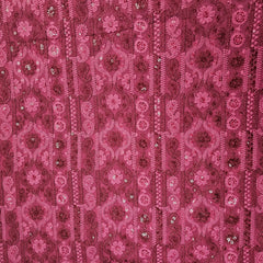 Ronak Embroidered Maroon Hakoba Georgette Fabric with Sequins and Floral Threadwork