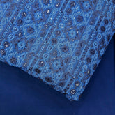 Ronak Embroidered Blue Hakoba Georgette Fabric with Sequins and Floral Threadwork