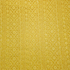 Mahira Embroidered Yellow Hakoba Georgette Fabric with Sequins and Floral Threadwork