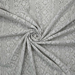 Mahira Embroidered Grey Hakoba Georgette Fabric with Sequins and Floral Threadwork