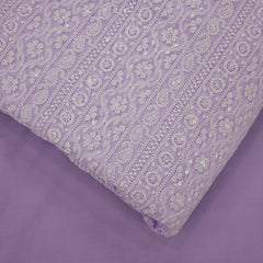 Mahira Embroidered Lilac Hakoba Georgette Fabric with Sequins and Floral Threadwork