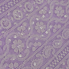 Mahira Embroidered Lilac Hakoba Georgette Fabric with Sequins and Floral Threadwork