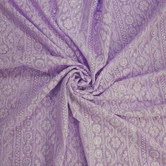 Mahira Embroidered Lilac Hakoba Georgette Fabric with Sequins and Floral Threadwork
