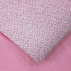 Embroidered Baby Pink Hakoba with Geometric and Floral Threadwork